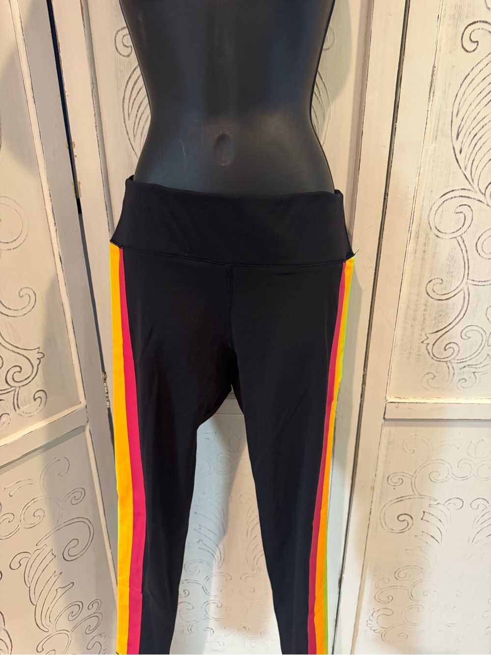 New York & Company Black Joggers with Rainbow Side Stripe - Picture 3 of 11